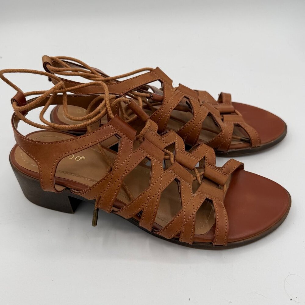 Bamboo brown gladiator block heel sandals women’s size 9 - Picture 4 of 8